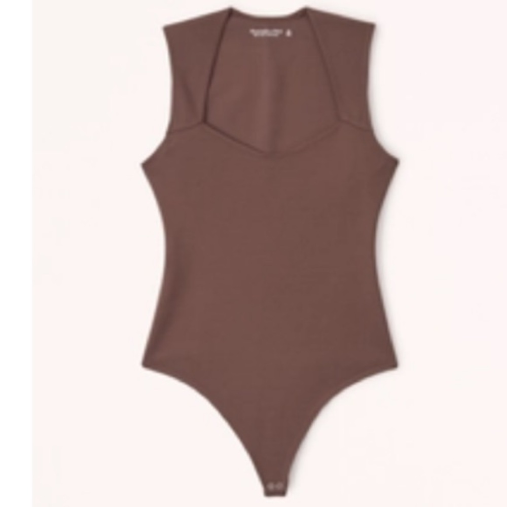 Brown Ponte V-Neck Portrait Bodysuit